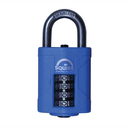 Squire CP40S Heavy-Duty Rustproof Marine Combination Padlock; 40mm Rustproof Body; 4 Wheel; Stainless Steel Shackle; Security Rating 3 (@Leisure)