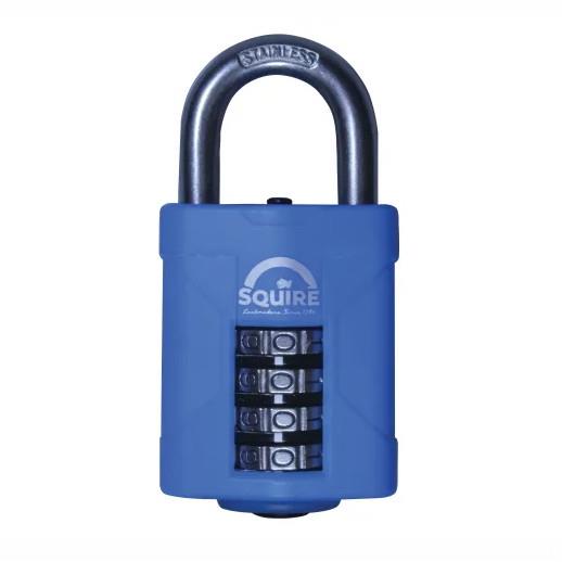 Squire CP50SBX Combination Padlock; 50mm Rustproof Body; 4 Wheel; Stainless Steel Shackle; Security Rating 4 (@Home); Boxed