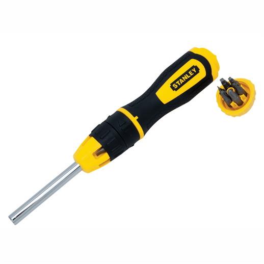 Stanley 0-68-010 Multi Bit Ratcheting Screwdriver; Dynogrip Handle; 10 Bits