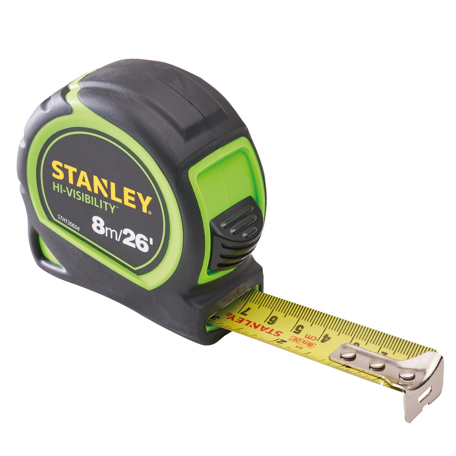 Stanley 1-30-604HG Hi-Vis Tylon Tape; 8m/26ft (Width 25mm)