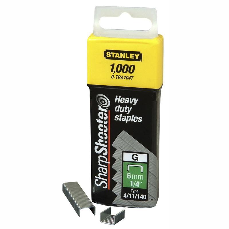 Stanley TRA704T Sharp Shooter Heavy Duty Staples; 6mm (1/4"); Pack (1000)