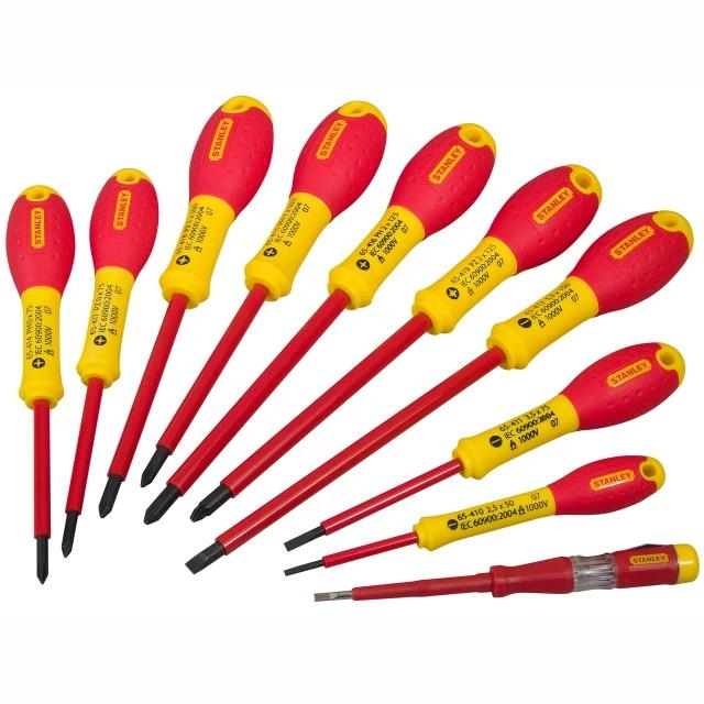 Stanley 5-62-573 FatMax VDE Screwdriver Set; Insulated; Parallel / Phillips & Pozi; 10 Piece