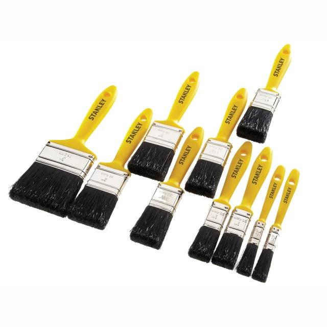 Stanley Hobby Paint Brush Pack; 10 Piece Set; 2 x 12mm; 2 x 25mm; 3 x 38mm; 2 x 50mm And 1 x 75mm