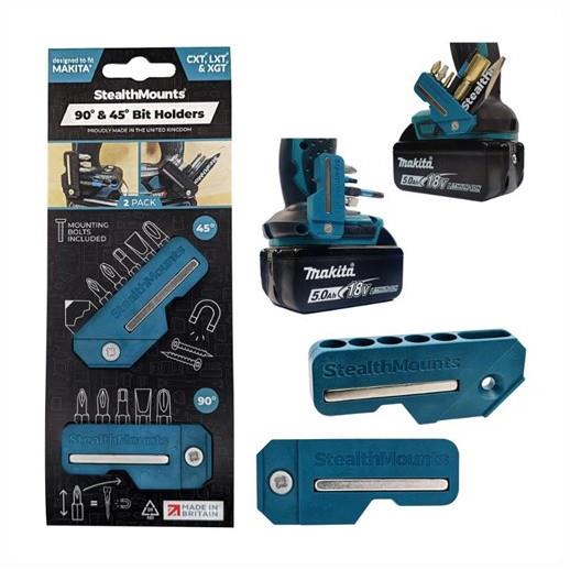 Stealthmounts 45°& 90° Magnetic Bit Holders; Makita CXT; LXT Range; Blue (BL)