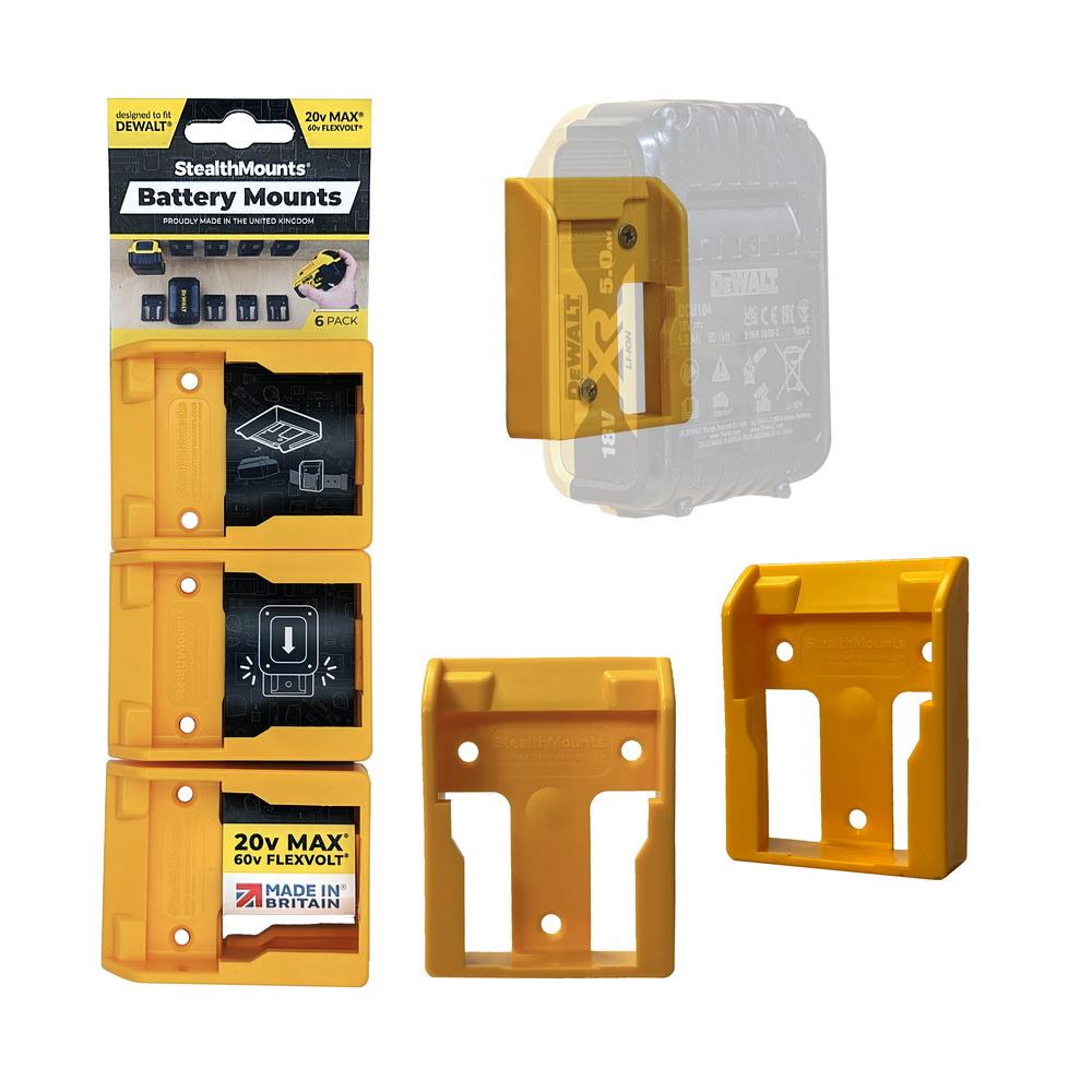 Stealthmounts Battery Mounts; Dewalt XR Range; Yellow (YEL); Pack (6)