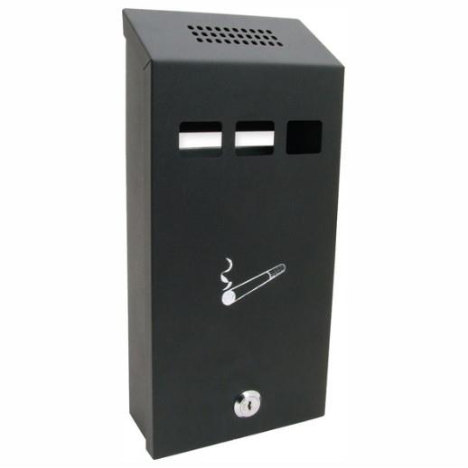 Sterling CIG1BK Narrow Ashtray; Cigarette Bin; Wall Mounted; 323 x 147 x 60mm; Black (BK)