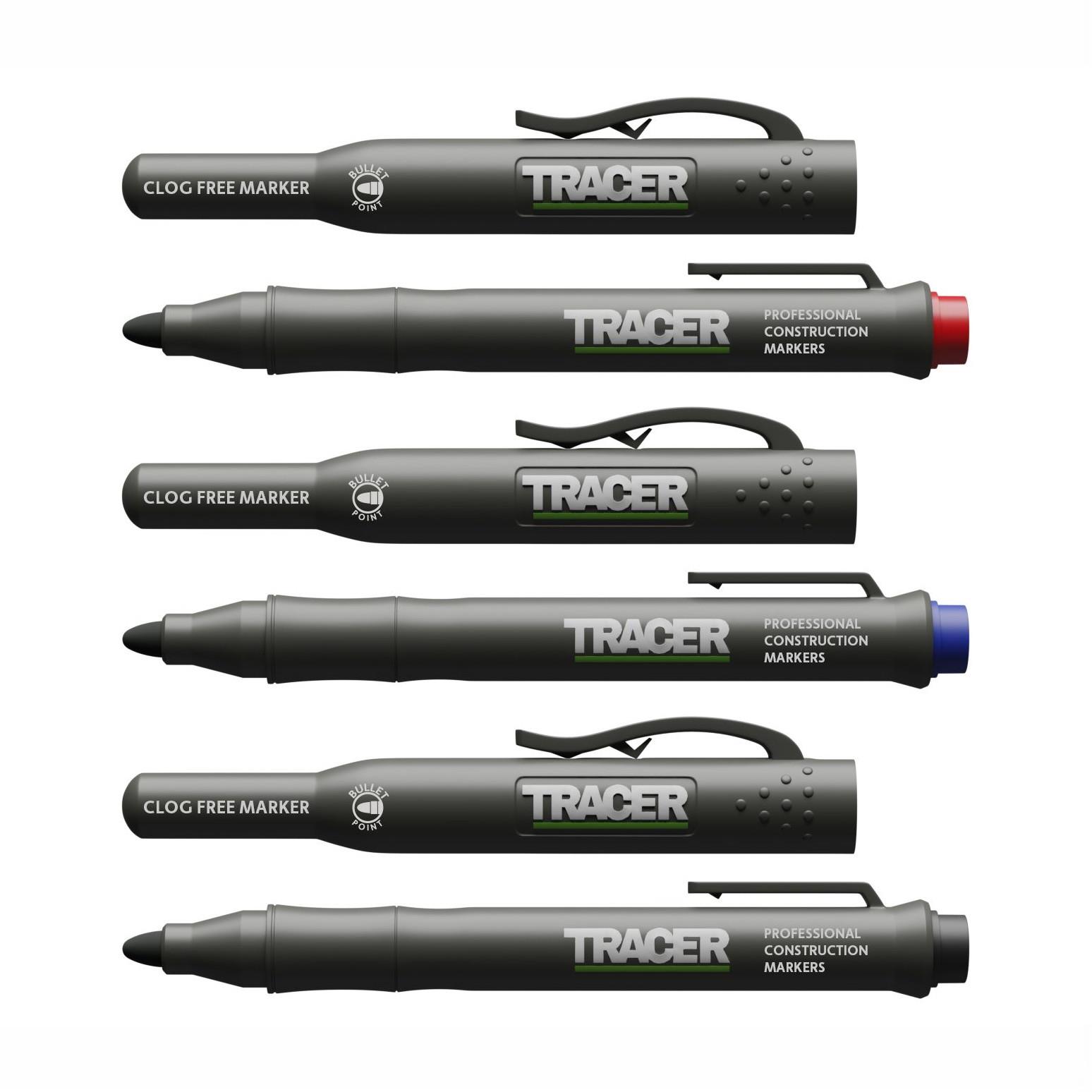 Tracer ACF-MK3 Clog Free Marker Set; 1 Each Black (BK); Blue (BL) & Red (RD); Complete With Site Holsters