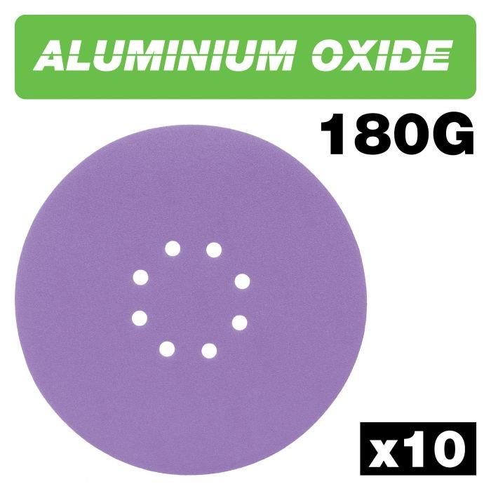 Trend AB/225/180A Abrasive Random Orbital Sanding Discs; 225mm Diameter; Aluminium Oxide; 180 Grit; Pack (10); (Giraffe / Pole Sander)