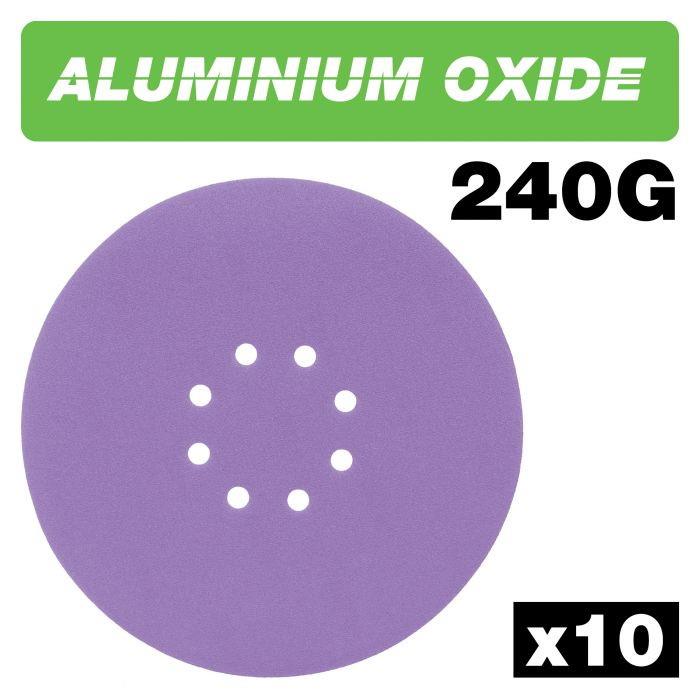 Trend AB/225/240A Abrasive Random Orbital Sanding Discs; 225mm Diameter; Aluminium Oxide; 240 Grit; Pack (10); (Giraffe / Pole Sander)