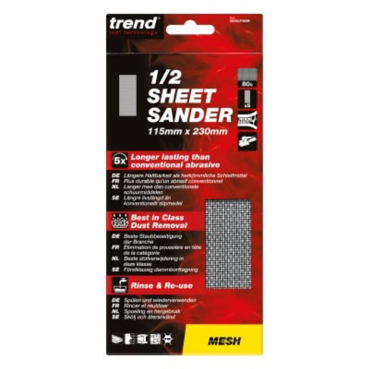 Trend AB/HLF/80M Abrasive Mesh 1/2 Sheet Sanding Sheets; 115 x 230mm; Silicone Carbide; 80 Grit; Pack (5)