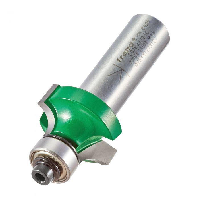 Trend C076X1/2TC Craft Bearing Guided Rounding Over Cutter Router Bit; 1/2" Shank; 6.3mm Radius; 25.4mm Diameter x 12.7mm Cut