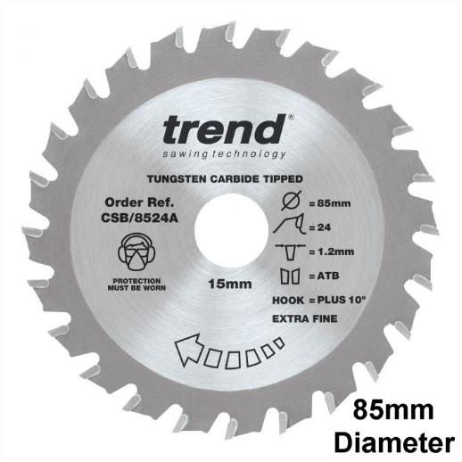 Trend CSB/8524A Craft Circular Saw Blade; 85mm x 24 Teeth x 15mm Bore; 1.2mm Kerf
