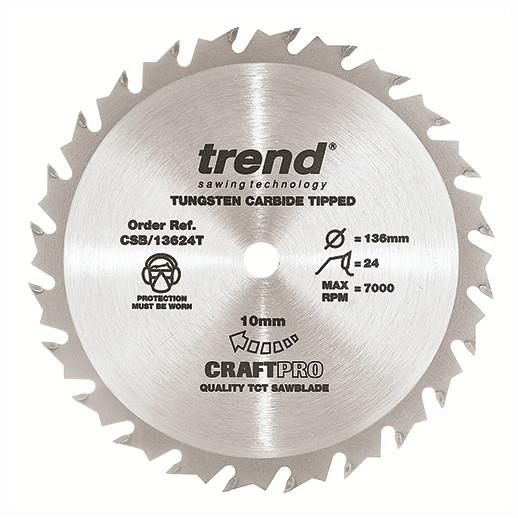 Trend CSB/13612T Craft Cordless Trim Circular Saw Blade; 136mm x 12 Teeth; 10mm Bore