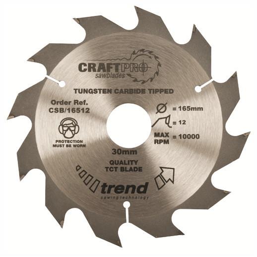 Trend CSB/14012 Craft Circular Saw Blade; 140mm x 12 Teeth; 20mm Bore (12.7 & 16mm Bore Bushing Washers Supplied)