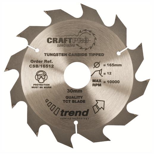 Trend CSB/15012 Craft Circular Saw Blade; 150mm x 12 Teeth x 20mm Bore (16mm Bore Bushing Washer Supplied)