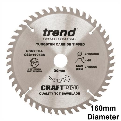 Trend CSB/16048A Craft Circular Saw Blade; 160mm x 48 Teeth x 20mm Bore; Fits Festool TS55EQ Plunge Saw