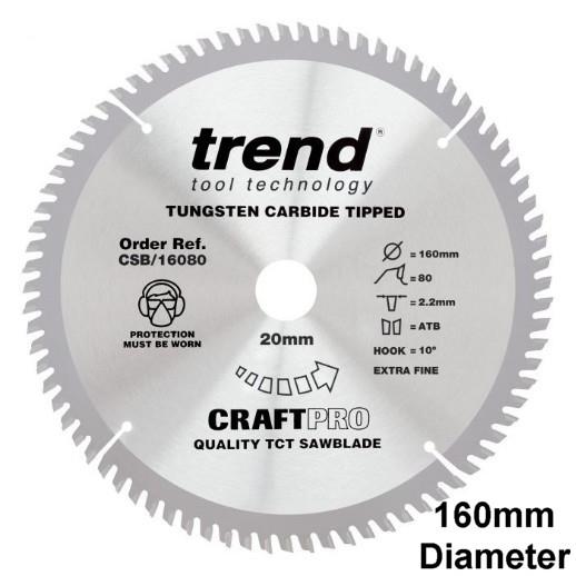 Trend CSB/16080 Craft Circular Saw Blade; 160mm x 80 Teeth x 20mm Bore; 2.2mm Kerf