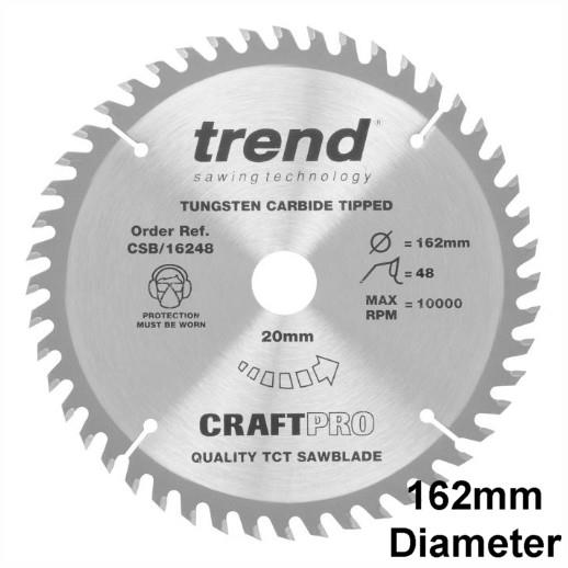 Trend CSB/16248 Craft Circular Saw Blade; 162mm x 48 Teeth; 20mm Bore; Fits Mafell MT55CC Plunge Saw