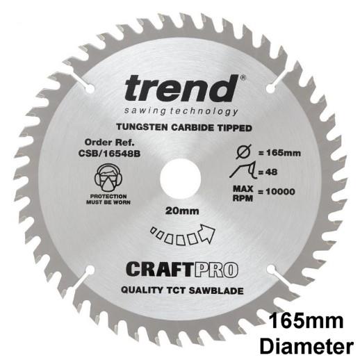 Trend CSB/16548B Craft Circular Saw Blade; 165mm x 48 Teeth; 20mm Bore; Fits Makita SP-6000K Plunge Saw