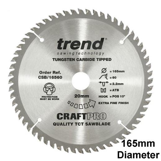 Trend CSB/16560 Craft Circular Saw Blade; 165mm x 60 Teeth; 20mm Bore; Fits Makita SP-6000K Plunge Saw