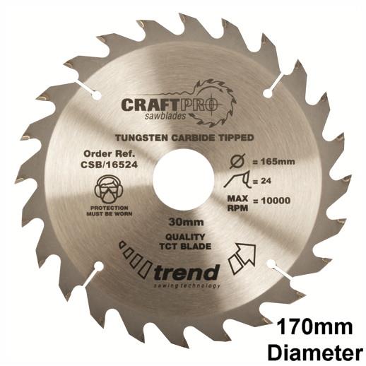 Trend CSB/17024 Craft Circular Saw Blade; 170mm x 24 Teeth x 16mm Bore; 2.4mm Kerf