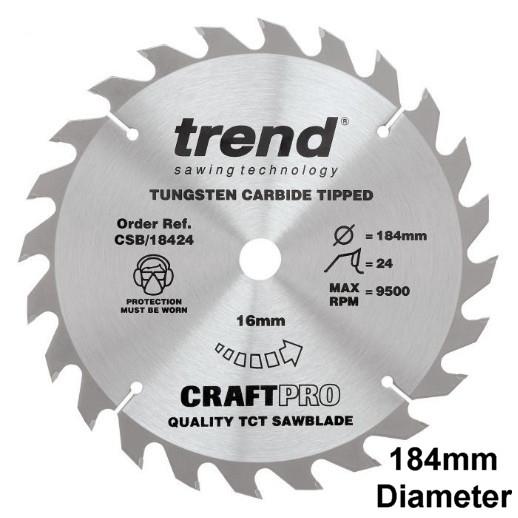 Trend CSB/18424 Craft Circular Saw Blade; 184mm x 24 Teeth; 16mm Bore; 2.6mm Kerf