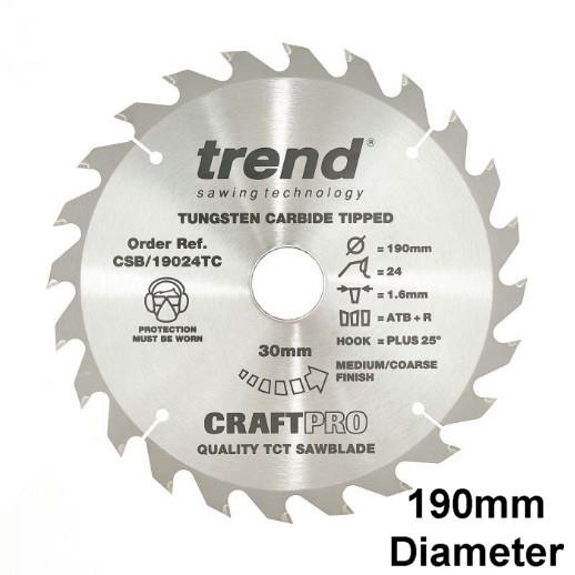 Trend CSB/19024TC Craft Circular Saw Blade; 190mm x 24 Teeth; 30mm Bore; To Suit DCS575