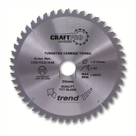 Trend CSB/CC21048 Craft Mitre Saw Crosscut Circular Saw Blade; 210mm x 48 Teeth; 30mm Bore; 2.8mm Kerf