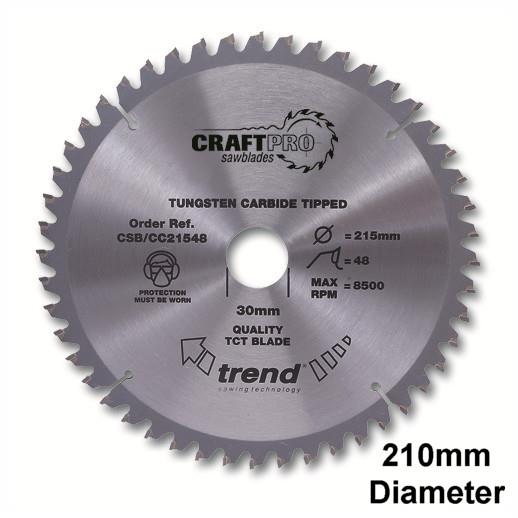 Trend CSB/CC21048 Craft Mitre Saw Crosscut Circular Saw Blade; 210mm x 48 Teeth; 30mm Bore; 2.8mm Kerf