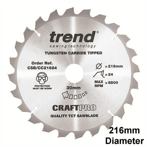 Trend CSB/CC21660 Craft Circular Saw Blade; 216mm x 60 Teeth; 30mm Bore; 2.6mm Kerf (DW700) (Elu PS174)