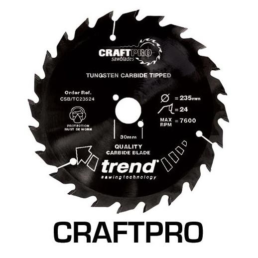 Trend CSB/TC19024T Craft Cordless Trim Circular Saw Blade; PTFE Coated; 190mm x 24 Teeth; 30mm Bore; 1.8 Kerf