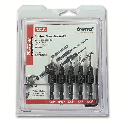 Trend SNAP/CSTC/SET Snappy Tungsten Carbide Tipped Countersink Set; 5 Piece