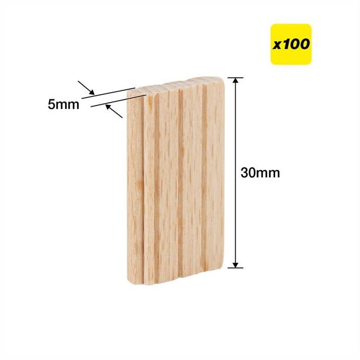 Trend TEN/5X30/100 Beechwood Loose Tenons; 5 x 30mm; Pack (100) (Festool Domino Compatible)