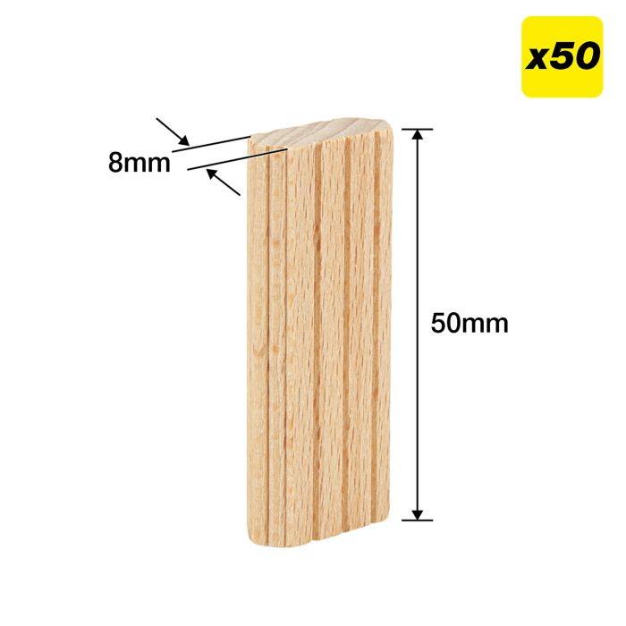 Trend TEN/8X50/50 Beechwood Loose Tenons; 8 x 50mm; Pack (50) (Festool Domino Compatible)