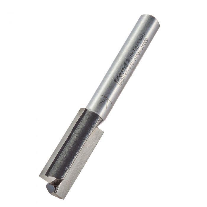 Trend TR08X1/4TC Two Flute Straight Cutter Router Bit; 1/4