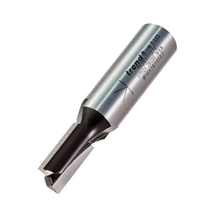 Trend TR09X1/2TC Two Flute Straight Cutter Router Bit; 1/2" Shank; 10.0mm Diameter; 19.0mm Cut