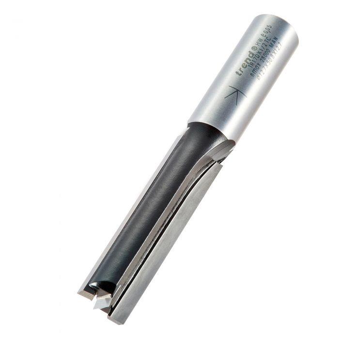 Trend TR17DX1/2TC Trade Two Flute Straight Cutter Router Bit; 1/2" Shank; 12.7mm Diameter; 50mm Cut; Especially Suited For Drilling