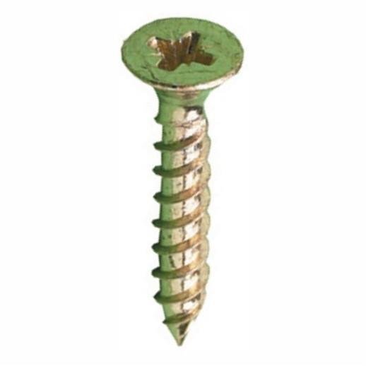 Twin Thread Countersunk Head Pozi Woodscrew; Electro Brassed (EB); 6 x 3/4