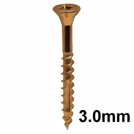 Ulti-Mate PoziSquare Singlethread Wood Screw; Single Thread Start; Zinc & Yellow Passivated (ZYP); With A Waxed Finish; 3.0 x 12mm; Box (200)