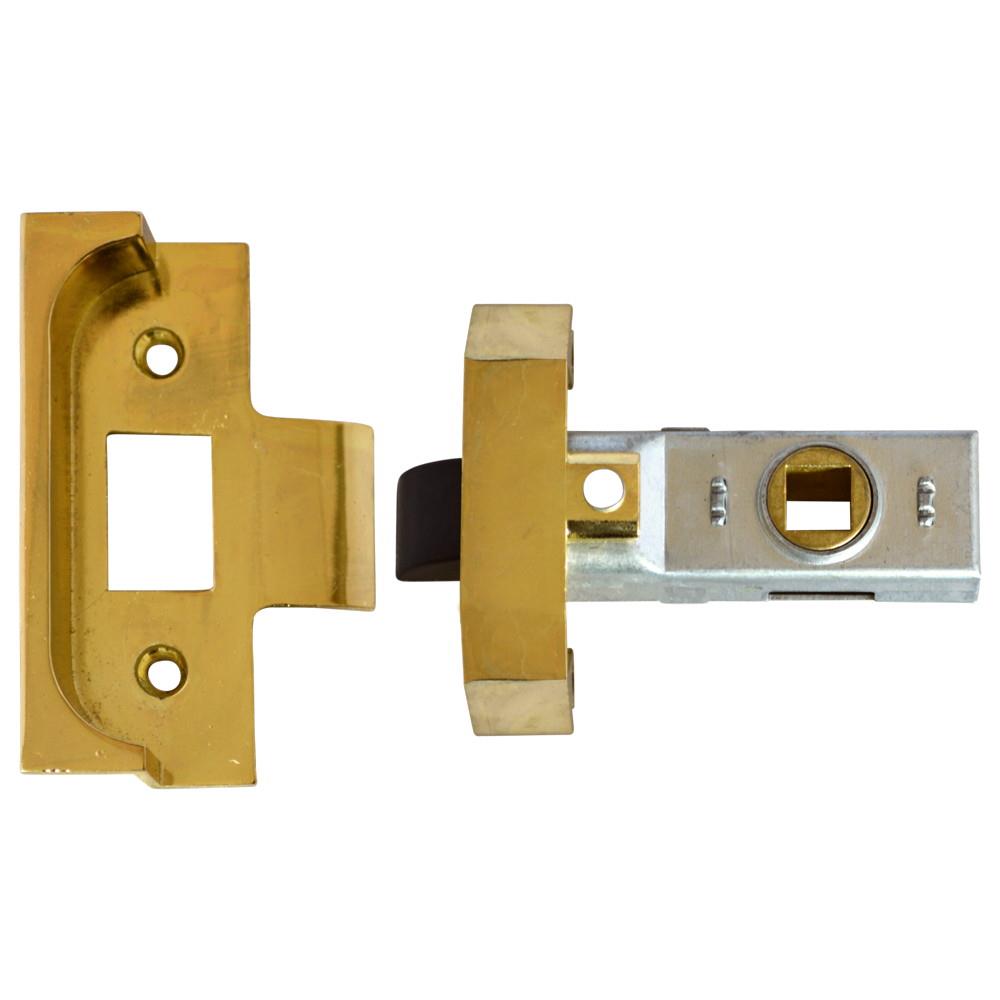 Union 2650 Rebated Tubular Mortice Latch; Electro Brassed (EB); 64mm (2 1/2