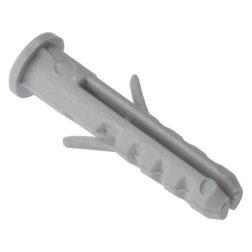 Forgefix Rimmed Nylon Wall Plug; 6.0 x 30mm; 6.0 mm Diameter Hole; 3.5 - 5.0 mm; Screw Gauge 6 - 10; Pack (100)