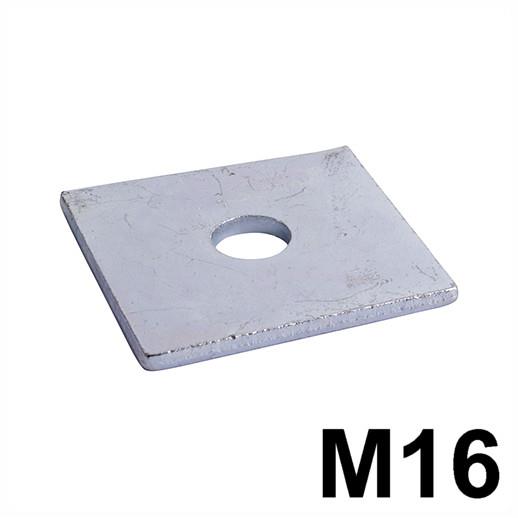 Square Plate Washers; Zinc Plated (ZP); M16 x 50 x 50 x 3mm (5/8