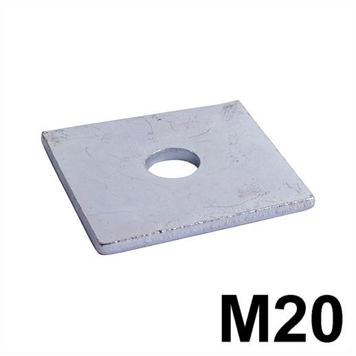 Square Plate Washers; Zinc Plated (ZP); M20 x 50 x 50 x 3mm (3/4