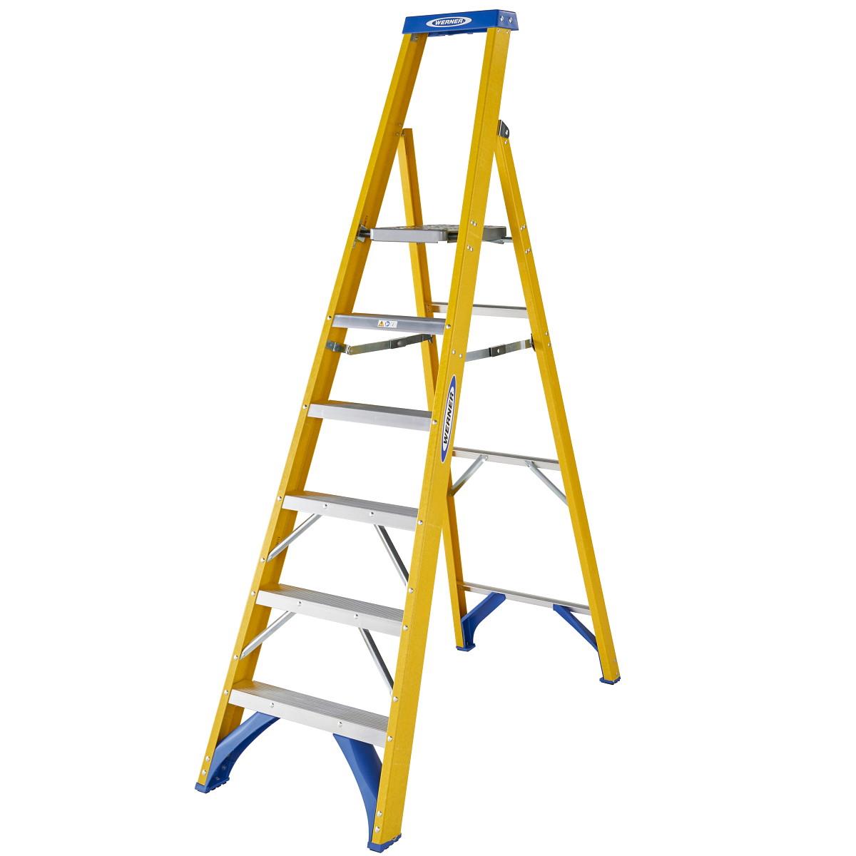 Werner 7170618 6 Tread Glass Fibre Heavy Duty Platform Steps; EN131 Pro; Safe Working Height 3150mm; Platform Height 1410mm