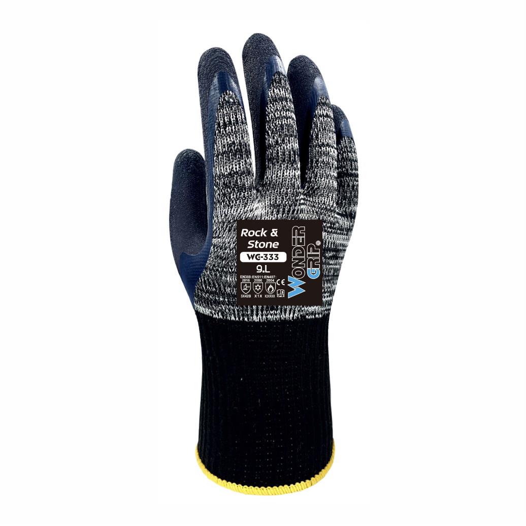 Wonder Grip 333Y Rock & Stone Gloves; Grey (GR); Large (L)(9)