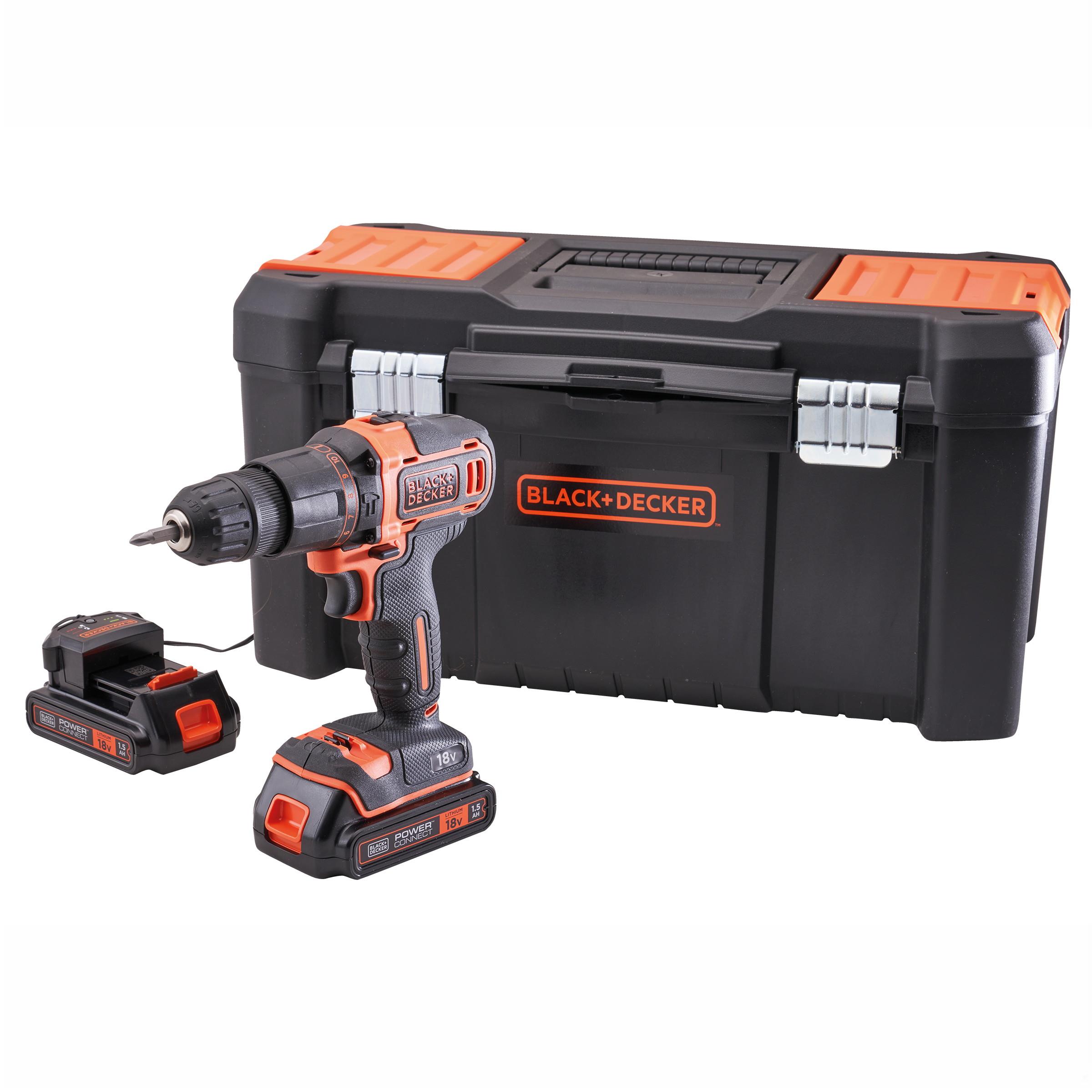 Black And Decker CHD18KB 18 Volt Combi Drill; Complete With 2 x 1.5 Ah Batteries; Charger; Kit Box & 120 Accessories
