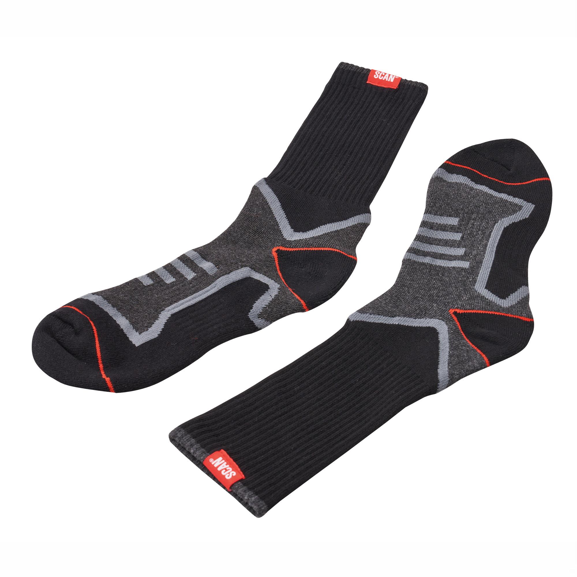 Scan Work Socks; Black (BK); Size 6-12; Twin Pack (2 Pair)