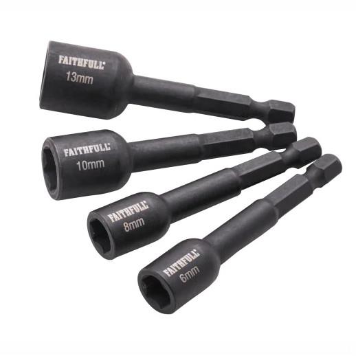 Faithfull FAISBMNUT4S 4 Piece Impact Nut Driver Set