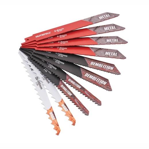 Faithfull Reciprocating (Sabre) Saw Blades; Wood & Metal Cutting; Pack (10)
