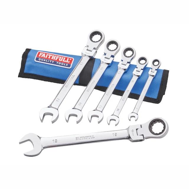 Faithfull XMS25SPANNER FAISPARAT6SR 6 6 Piece Ratcheting Combi Spanner Set; Sizes: 8 to 19mm